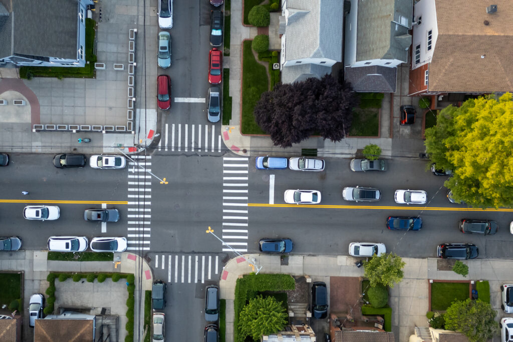An above shot of a dangerous intersection