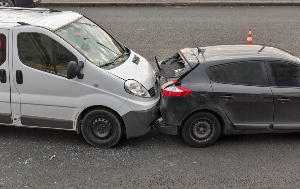 A shot of a rear end collision to show the need for the personal injury attorneys from Elrod Pope Accident & Injury Attorneys
